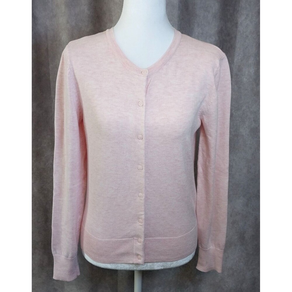HM Womens Basic Pastel Pink Fine Knit Cardigan Button Front Sweater Size Small